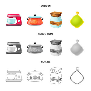 廚房與廚師圖標 現(xiàn)代廚房用具矢量圖集解析